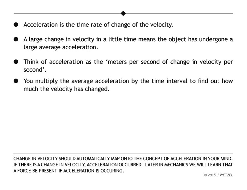 Main points for acceleration in kinematics.