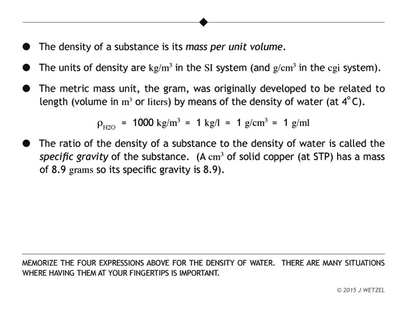 Fluid density main points