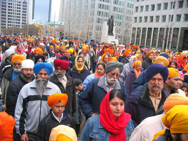 Sikhs celebrating the Sikh new year in Toronto, Canada