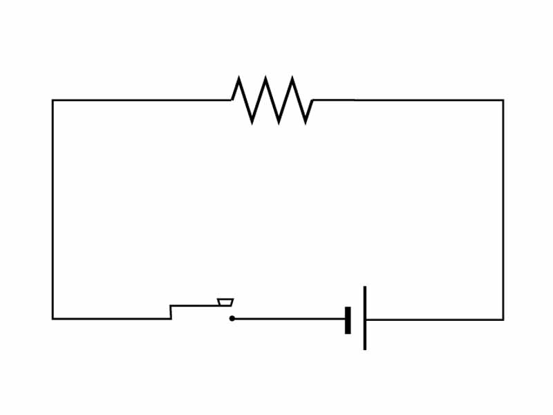 Circuit consisting of a voltage source, switch and resistor