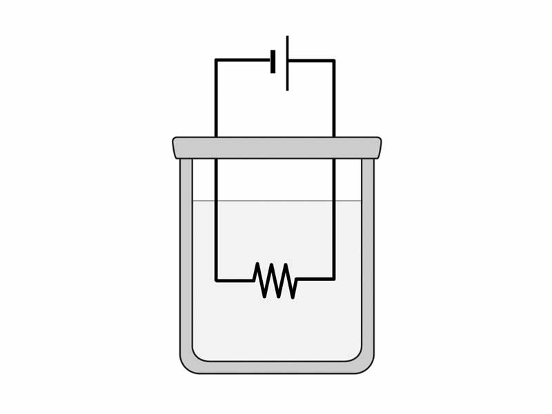 Circuit with the resistor submerged within a Dewar's flask