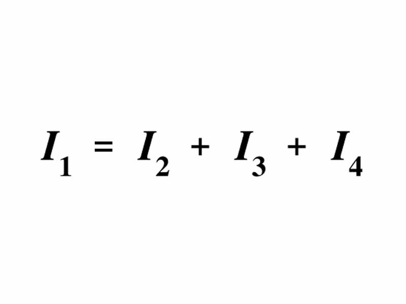 Formula applying Kirchoff's rule on conservation of current at a circuit branch