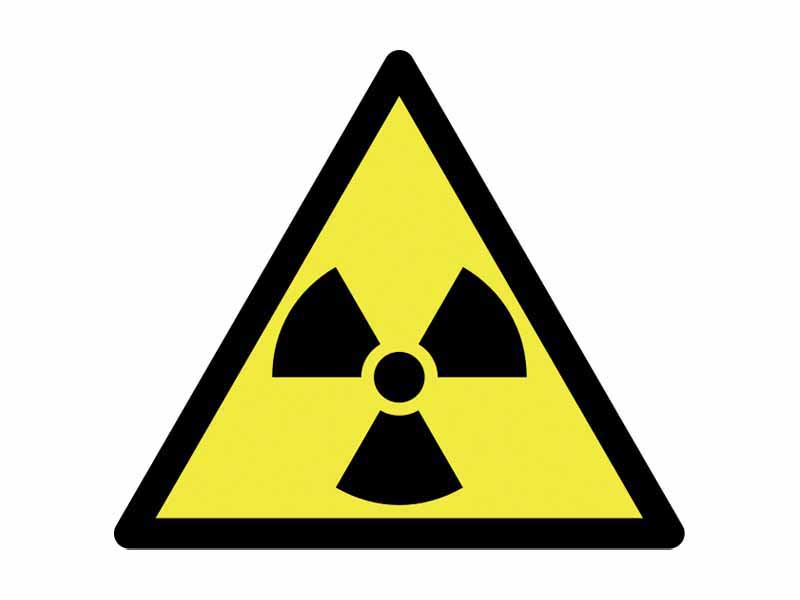 The trefoil symbol is used to indicate radioactive material.