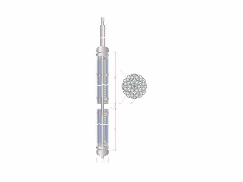 RBMK reactor fuel rod holder 1 - distancing armature; 2 - fuel rods shell; 3 - fuel tablets.