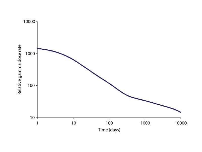 The external gamma dose for a person in the open near the Chernobyl site.