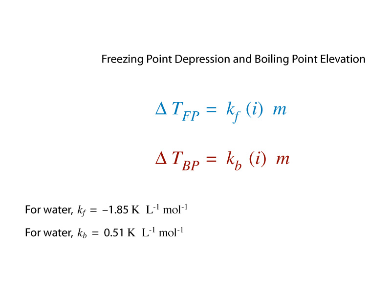Freezing point depression and boiling point elevation.