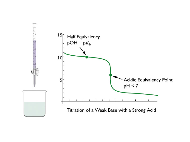 Titration of a weak base with a strong acid.