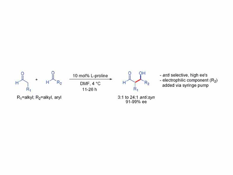 Proline catalysis allows the otherwise challenging cross-aldol reaction between two aldehydes.