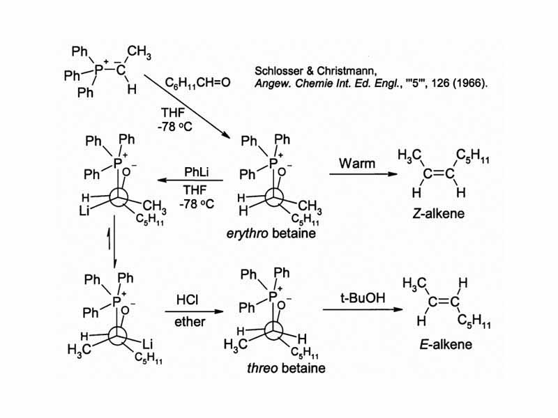 Mechanism showing the stereoselectivity in the Schlosser modification of the w:Wittig reaction