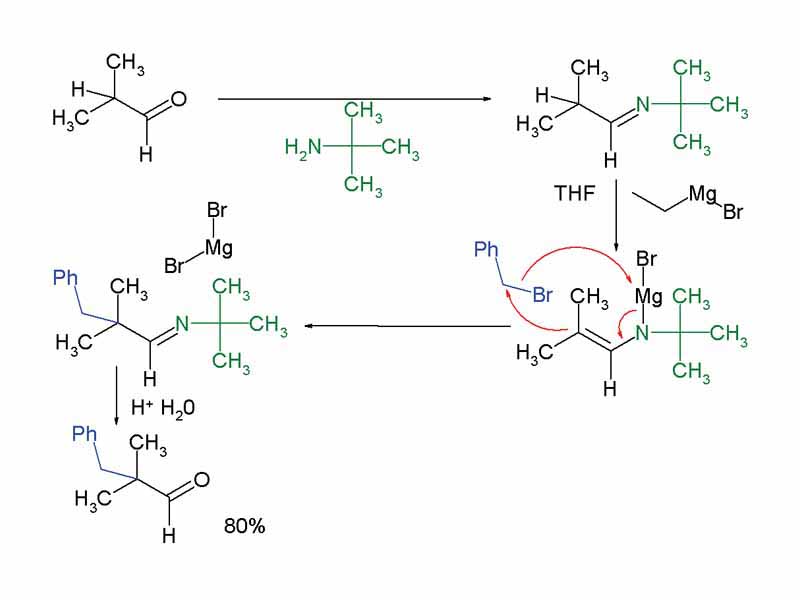 In a special case of the stork enamine alkylation reaction type it is also possible to alkylate ketones or aldehydes with alkyl halides as less reactive electrophiles
