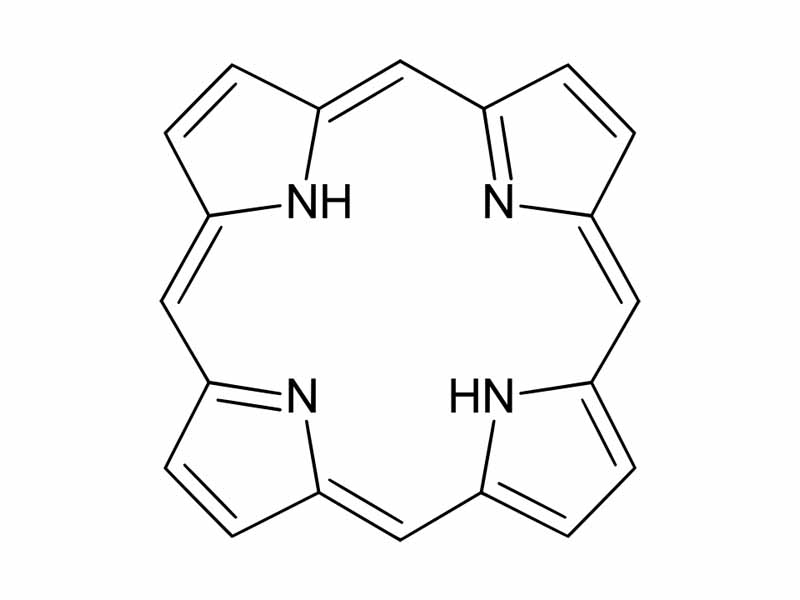 Structure of porphine, the simplest porphyrin.