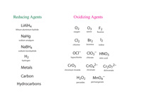 Oxidation agents and reducing agents.