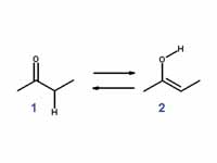 Keto-enol tautomerism. 1 is the keto ...